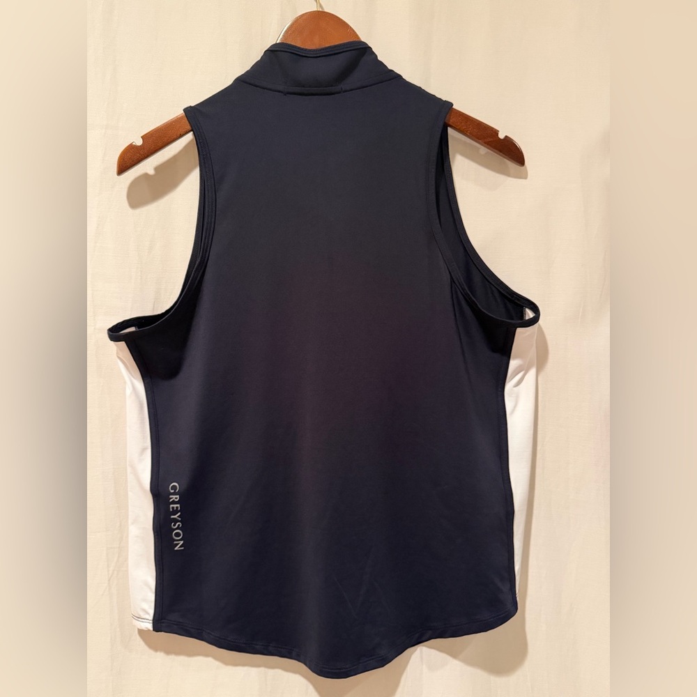 NWT - Greyson Women’s Sleeveless Vesta Mock Neck Top - CANAL- Navy White - XL - Picture 3 of 12